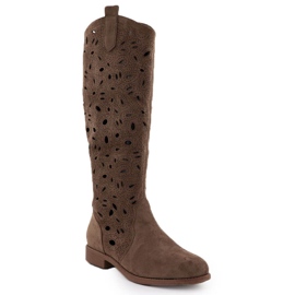 Kvinders Openwork Boots Brown Suede S.Barski Hy51-176 brun