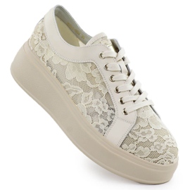 Sko på beige blonder platform S.Barski Hy51-059