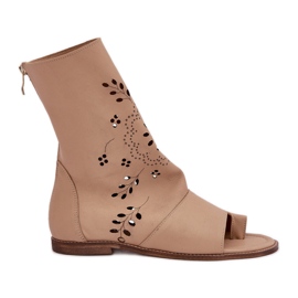 Zazoo 3437 lædersandaler med en beige øvre øvre