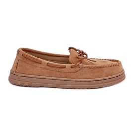 Kvinders loafers på en flad sål kamel brun