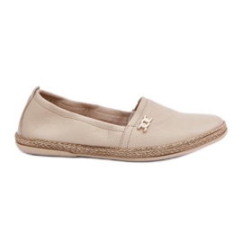 Elegant læder espadrilles Kvinder Zazoo 10177 Beige