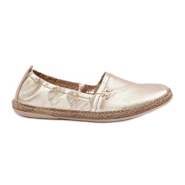 Elegant læder Espadrilles Women's Zazoo 10177 Guld gylden