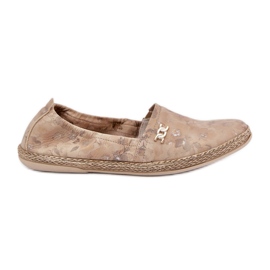Elegant ruskind Espadrilles med kvindernes blomster Zazoo 10177 Beige