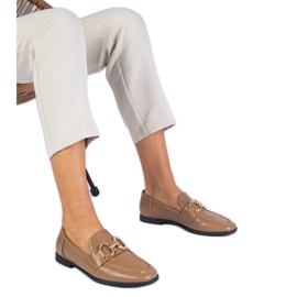 Brown Women's Loafers med en gylden dekoration brun