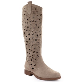 Openwork Boots Suede S.Barski Hy51-176 Brown brun