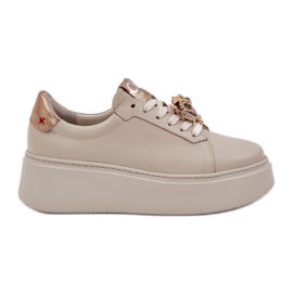 Kvinders læder sneakers chebello 4411 lys beige