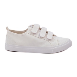 Ungdom med lav velcro sneakers hvid