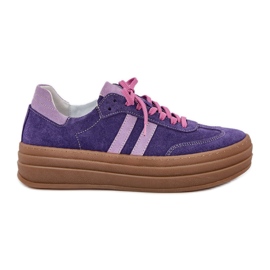 ZAZOO N1068S4 Kvinders ruskind -sneakers på platformen Dark Violet