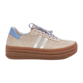 Zazoo N1068S4 Kvinders ruskind på platformen Beige