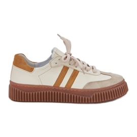 ZAZOO N1068S6 læder lave kvindesnecers på platformen beige