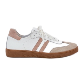 Zazoo N1068 Læder Low Beige Women's Sneakers