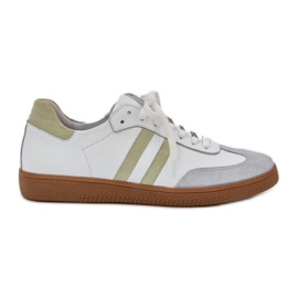 Zazoo N1068 Lave sneakers i læder til kvinder, hvid