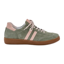 Zazoo N1068 Suede Low Women's Green Sneakers grøn