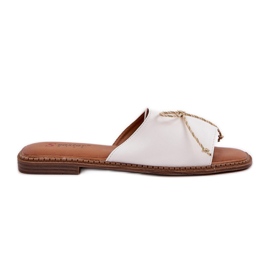 Flad sål flip flops med en dekorativ bue hvid