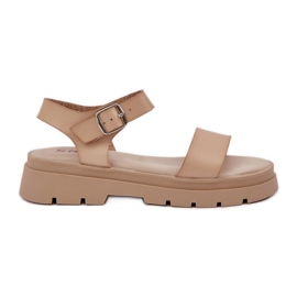 Kvinders sandaler på platformen beige