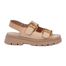 Eco læder sandaler med beige spænder