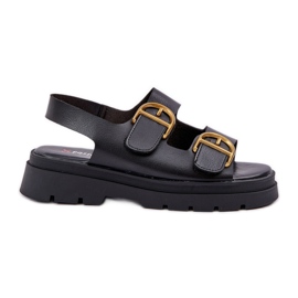 Eco læder sandaler med sorte klemmer