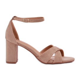 Sandaler på stanghælen med Eco Suede Beige