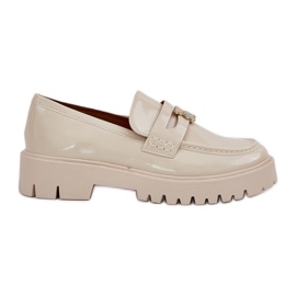 Malede kvinders loafers med stifter beige bjørn