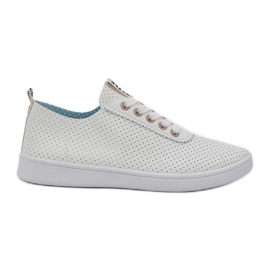 Kvinders åbent blonder -op lys bønne sneakers beige
