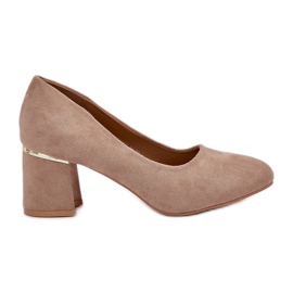 Eco Suede Pumps på det mørke -størrelse stolpe beige