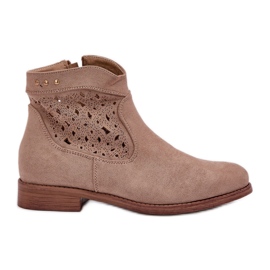 Fladhælede kvinders åbne værkstøvler s.barski hy51-113 beige