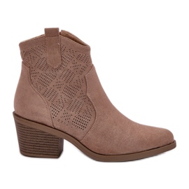 S.Barski Cowboy -støvler til Eco Suede Openwork Zip beige