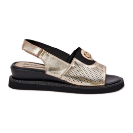 Jezzi Kvinders sandaler til guldkiler med et ornament gylden