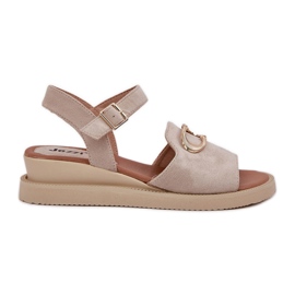 Jezzi Kvinders kilesandaler med et ornament beige