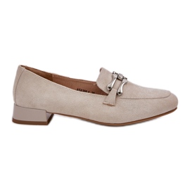 Jezzi Moccasins med et ornament på en delikat hæl Eco Suede Light Beige