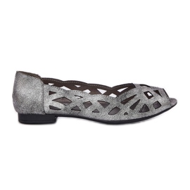 Jezzi Sølv Openwork Ballerinas med bare fingre