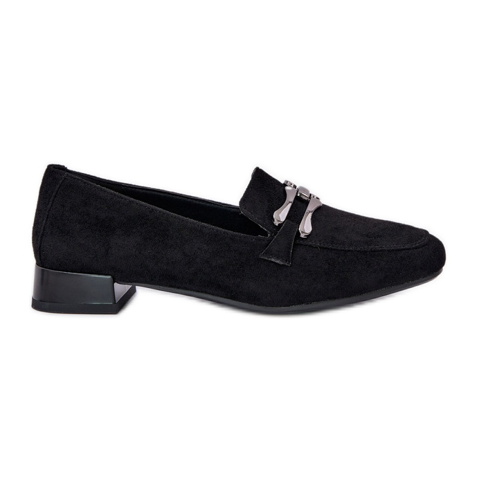 Moccasins med et ornament på en delikat hæl Eco Suede Black sort