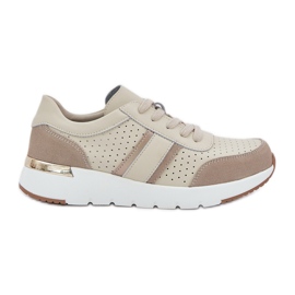 Let læder sneakers kvinders sportssko beige