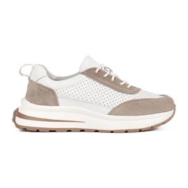 Goodin Læder Openwork Sports sko på en tyk hvid-beige sål