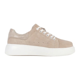 Goodin Beige læder sneakers på en tyk sål