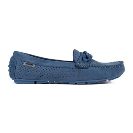 Goodin Blue Openwork Women's Suede Loafers blå
