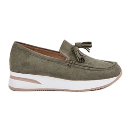 Moccasins på en delikate Eco Wedders Green grøn