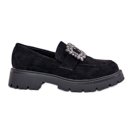 Eco Suede Women's Loafers med en dekorativ broche sort