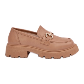Kvinders loafers med gylden detalje beige