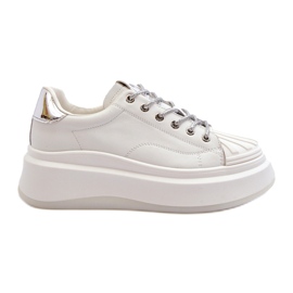 Women's Sports Leather Sneakers på Goe NN2N4033 White Platform hvid