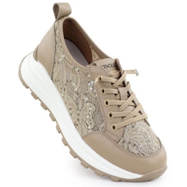 Sko sneakers med Vinceza Lace 66783 beige