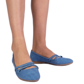 Blue Women's Ballerinas lavet af Matt Eco -Leather blå