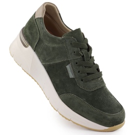 Læder sneakers på kiler Sergio Leone SP104 ruskind grøn