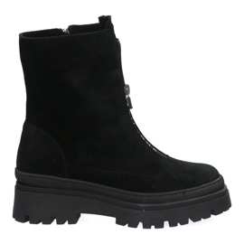 Women's Leather Workers Pollonus Black Velour 5-1601-001 sort