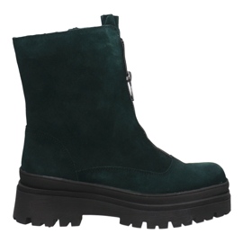 Women's Leather Boots Pollonus Bottle Green 5-1601-003 grøn
