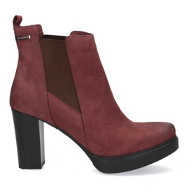 Polbut Women's Leather High Heels Pollonus Burgundy 5-0871-011 rød