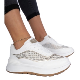 Hvide kvinders sneakers med zirkoner