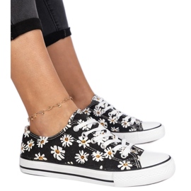 Sorte kvindestof sneakers med blomster