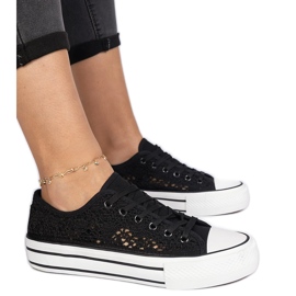 Sort åbent kvinders sneakers