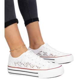 White Openwork Women's Sneakers hvid